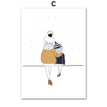 Load image into Gallery viewer, Cartoon Woman Girl Boy Minimalism Nursery Wall Art Canvas Painting Nordic Posters And Prints Wall Pictures Baby Kids Room Decor - SallyHomey Life's Beautiful
