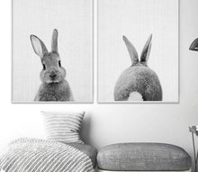 Load image into Gallery viewer, Black White Rabbit Wall Art Canvas Posters and Prints Minimalist Animal Paintings Wall Picture for Living Room Modern Home Decor - SallyHomey Life's Beautiful