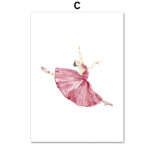 Load image into Gallery viewer, Cute Cartoon Ballet Dancer Girl Wall Art Canvas Painting Nordic Posters And Prints Wall Pictures For Kids Room Nursery Decor - SallyHomey Life's Beautiful