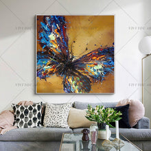 Load image into Gallery viewer, 100% Handpainted Artwork High Quality Modern Wall Art On Canvas Animal Oil Painting Blue Butterfly Hang Pictures Room Decor