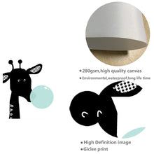 Load image into Gallery viewer, Black White Bear Elephant Bubble Wall Art Canvas Poster Cartoon Animal Nursery Print Painting Nordic Picture Kid Room Decoration - SallyHomey Life's Beautiful