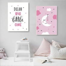 Load image into Gallery viewer, Cartoon Moon Canvas Art Poster Nursery Quotes Decorative Print Wall Painting Decoration Picture Nordic Kid Baby Bedroom Decor - SallyHomey Life's Beautiful