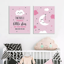 Load image into Gallery viewer, Cartoon Moon Canvas Art Poster Nursery Quotes Decorative Print Wall Painting Decoration Picture Nordic Kid Baby Bedroom Decor - SallyHomey Life's Beautiful