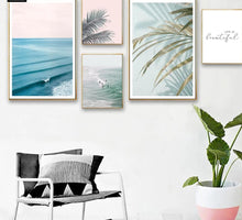 Load image into Gallery viewer, Scandinavian Tropical Decoration Sea Leaf Canvas Poster Landscape Nordic Style Wall Art Print Nature Painting Decorative Picture - SallyHomey Life's Beautiful
