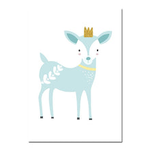 Load image into Gallery viewer, Baby Nursery Wall Art Canvas Posters Prints Cartoon Deer Rabbit Painting Nordic Kids Decoration Picture Children Bedroom Decor - SallyHomey Life's Beautiful