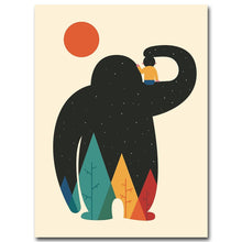 Load image into Gallery viewer, Nordic Art Cartoon Animal Poster Elephant Bear Wolf Minimalist Canvas Painting Nursery Wall Picture Kids Baby Room Decoration - SallyHomey Life's Beautiful