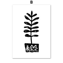 Load image into Gallery viewer, Plant Cactus Leaves Wall Art Canvas Painting Black And White Posters And Prints Wall Pictures Paintings For Living Room Wall - SallyHomey Life's Beautiful
