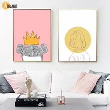 Load image into Gallery viewer, Abstract Girl Yellow Crown Woman Wall Art Canvas Painting Nordic Posters And Prints Wall Pictures For Living Room Bedroom Decor - SallyHomey Life's Beautiful