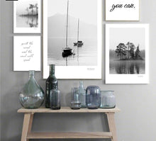 Load image into Gallery viewer, Scandinavian Landscape Canvas Poster Nordic Style Lake Boat Forest Nature Wall Art Print Painting Decoration Pictures Home Decor - SallyHomey Life's Beautiful