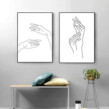 Load image into Gallery viewer, Abstract Lady Line Drawing Picture Home Decor Nordic Canvas Painting Wall Art Figure Body Hand Posters and Print for Living Room - SallyHomey Life's Beautiful