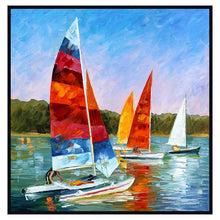 Load image into Gallery viewer, 100% Hand Painted Abstract Sailboat Art Oil Painting On Canvas Wall Art Frameless Picture Decoration For Live Room Home Decor
