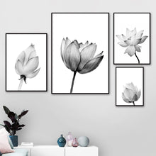 Load image into Gallery viewer, Nature Lotus Flower Bud Wall Art Canvas Painting Nordic Posters And Prints Black White Wall Pictures For Living Room Home Decor - SallyHomey Life's Beautiful