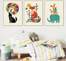 Load image into Gallery viewer, Nordic Art Cartoon Animal Poster Elephant Giraffe Tiger Minimalist Canvas Painting Nursery Picture Children Room Decoration 340 - SallyHomey Life's Beautiful
