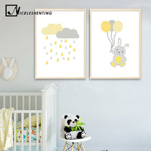 Load image into Gallery viewer, Bunny Elephant Balloon Wall Art Canvas Painting Cartoon Nursery Posters Prints Nordic Kids Decoration Picture Baby Bedroom Decor - SallyHomey Life's Beautiful