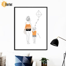 Load image into Gallery viewer, Cartoon Girl Boy Woman Kite Minimalism Wall Art Canvas Painting Nordic Posters And Prints Wall Pictures Kids Room Nursery Decor - SallyHomey Life's Beautiful
