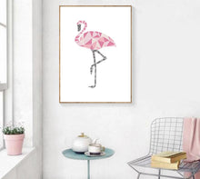 Load image into Gallery viewer, Geometry Flamingo Heart Wall Art Canvas Posters and Prints Nordic Style Abstract Painting Wall Picture Modern Home Decoration - SallyHomey Life's Beautiful