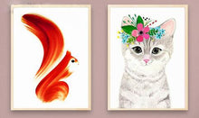 Load image into Gallery viewer, Modern Abstract Animal Posters and Prints Wall Art Canvas Printing Monkey, Cat and Squirrel Pictures For Kids Bedroom Home Decor - SallyHomey Life's Beautiful