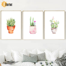 Load image into Gallery viewer, Succulents Cactus Pink Flower Wall Art Canvas Painting Nordic Posters And Prints Plants Wall Pictures For Living Room Home Decor - SallyHomey Life's Beautiful