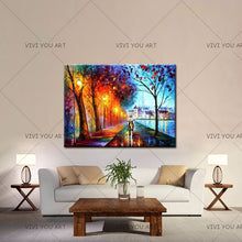 Load image into Gallery viewer,   100% Hand Painted  Leonid City Couple Umbrella Oil Painting  Unique Gift On Canvas Home Decor Wall Pictures For Living Room