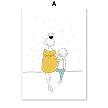 Load image into Gallery viewer, Cartoon Woman Girl Boy Minimalism Nursery Wall Art Canvas Painting Nordic Posters And Prints Wall Pictures Baby Kids Room Decor - SallyHomey Life's Beautiful