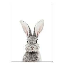 Load image into Gallery viewer, Baby Woodland Animal Rabbit Tail Canvas Funny Poster Wall Art Nursery Print Painting Nordic Kids Decoration Pictures Room Decor - SallyHomey Life's Beautiful