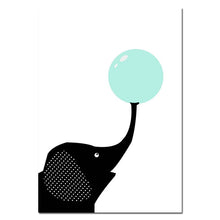 Load image into Gallery viewer, Black White Bear Elephant Bubble Wall Art Canvas Poster Cartoon Animal Nursery Print Painting Nordic Picture Kid Room Decoration - SallyHomey Life's Beautiful