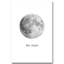 Load image into Gallery viewer, The Planet Moon Space Minimalist Art Canvas Poster Painting Black White Wall Picture Print Modern Home Children Room Decoration - SallyHomey Life's Beautiful