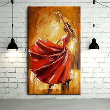 Load image into Gallery viewer, Free Shipping Hand-painted Spanish Flamenco Dancer Oil Painting On Canvas Spain Dancer Dancing With Red Dress Oil Paintings - SallyHomey Life&#39;s Beautiful