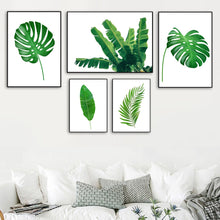 Load image into Gallery viewer, Green Big Palm Leaf Monstera Banana Leaf Wall Art Print Canvas Painting Nordic Posters And Prints Wall Pictures For Living Room - SallyHomey Life's Beautiful