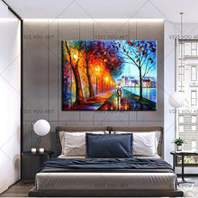 Load image into Gallery viewer,   100% Hand Painted  Leonid City Couple Umbrella Oil Painting  Unique Gift On Canvas Home Decor Wall Pictures For Living Room