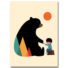 Load image into Gallery viewer, Nordic Art Cartoon Animal Poster Elephant Bear Wolf Minimalist Canvas Painting Nursery Wall Picture Kids Baby Room Decoration - SallyHomey Life's Beautiful