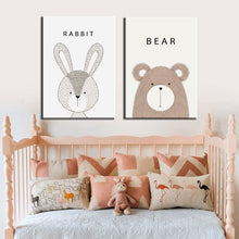 Load image into Gallery viewer, Cute Animal Cartoon Canvas Painting Art Print Poster Picture Wall Painting Children Baby Bedroom Wall Decoration Home Dceor Gift - SallyHomey Life's Beautiful