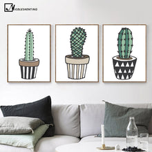 Load image into Gallery viewer, Nordic Art Plant Cactus Canvas Poster Painting Modern Nursery A4 Wall Picture Children Kids Room Decoration Home Decoration - SallyHomey Life's Beautiful