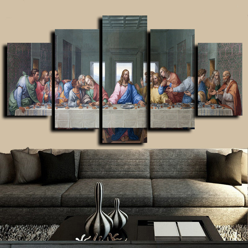 5 Sets Famous HD Print Canvas Painting The Last Supper Leonardo Da Vinci Wall Pictures For Living Room kitchen Room Unframed - SallyHomey Life's Beautiful