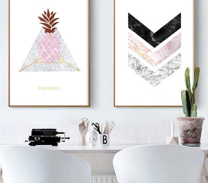Marble Arrow Pineapple Wall Art Canvas Nordic Poster  Prints Abstract Painting Wall Picture for Living Room Home Decoration - SallyHomey Life's Beautiful