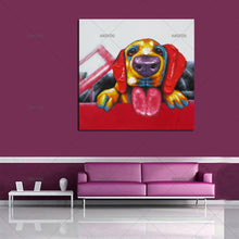 Load image into Gallery viewer, 100% Hand Painted Wall Art For Large Fashion Painting Canvas animal Picture Abstract dog HandPainted  funny dog Oil Painting for home decoration
