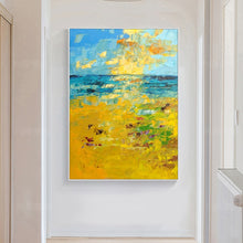 Load image into Gallery viewer, 100% Hand Painted Abstract Golden Beach Oil Painting On Canvas Wall Art Frameless Picture Decoration For Live Room Home Decor