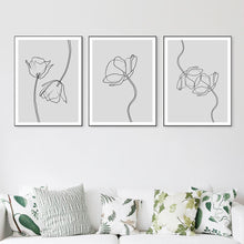 Load image into Gallery viewer, Hand Painted Lines Flower Wall Art Canvas Painting Nordic Posters And Prints Black White Wall Pictures For Living Room Decor - SallyHomey Life's Beautiful