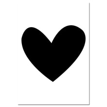 Load image into Gallery viewer, Kawaii Black White Bear Heart Cartoon Wall Art canvas Posters Nursery Print Nordic Style Painting Picture Children Room Decor - SallyHomey Life's Beautiful