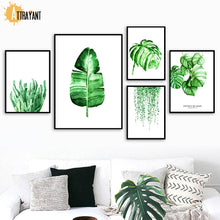 Load image into Gallery viewer, Green Succulents Plant Banana Leaf Wall Art Print Canvas Painting Nordic Posters And Prints Wall Pictures For Living Room Decor - SallyHomey Life's Beautiful