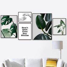 Load image into Gallery viewer, Monstera Rubber Tree Plant Leaves Hand Wall Art Canvas Painting Nordic Posters And Prints Wall Pictures For Living Room Decor - SallyHomey Life's Beautiful