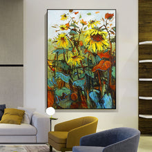 Load image into Gallery viewer, 100% Hand Painted Abstract Sunflowers Art Oil Painting On Canvas Wall Art Frameless Picture Decoration For Live Room Home Decor