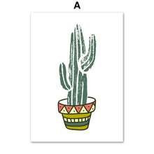 Load image into Gallery viewer, Cartoon Cactus Aloe Flower Wall Art Canvas Painting Nordic Poster And Prints Plants Wall Pictures For Living Room Home Decor - SallyHomey Life's Beautiful