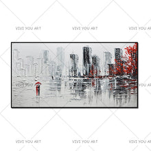 Load image into Gallery viewer,   100% Hand Painted  Canvas Abstract Modern City Picture Handmade Knife Painting Buildings Oil Paintings for Living Room (No Frame)