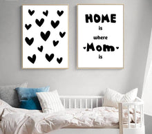 Load image into Gallery viewer, Kawaii Black White Bear Heart Cartoon Wall Art canvas Posters Nursery Print Nordic Style Painting Picture Children Room Decor - SallyHomey Life's Beautiful