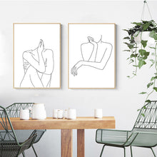 Load image into Gallery viewer, Abstract Lady Line Drawing Picture Home Decor Nordic Canvas Painting Wall Art Figure Body Hand Posters and Print for Living Room - SallyHomey Life's Beautiful