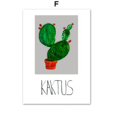 Load image into Gallery viewer, Cartoon Green Potted Cactus Quotes Wall Art Canvas Painting Nordic Posters And Prints Plants Wall Pictures For Living Room Decor - SallyHomey Life's Beautiful
