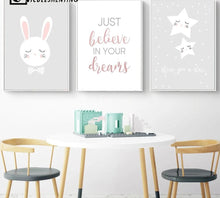 Load image into Gallery viewer, Star Rabbit Cartoon Wall Art Canvas Poster Nursery Quote Prints Nordic Style Painting Wall Picture Children Bedroom Decoration - SallyHomey Life's Beautiful
