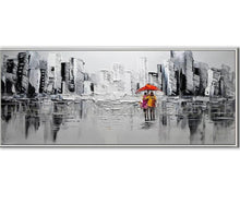 Load image into Gallery viewer, Skilled Artist Hand-painted Textured Knife Landscape Oil Painting Black and White Colors Thick Oil Knife Rain Scenery Painting - SallyHomey Life's Beautiful