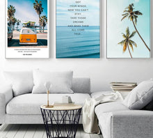 Load image into Gallery viewer, Tropical Sea Palm tree Bus Landscape Wall Art Canvas Poster Nordic Motivational Prints Painting Wall Picture for Living Room - SallyHomey Life's Beautiful